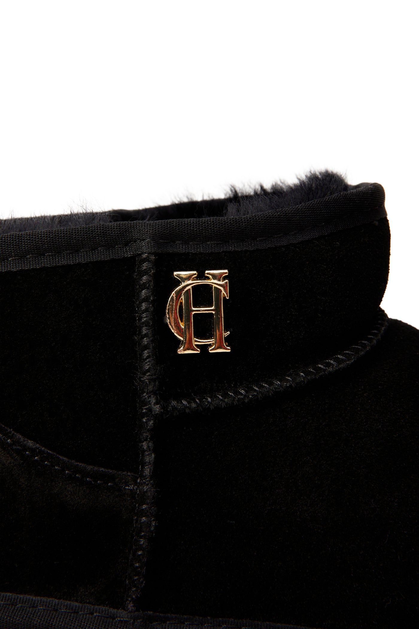 Holland Cooper Ultra Mini Shearling Boot in Black Logo