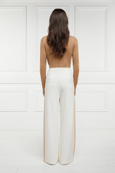 Holland Cooper Wide Leg Pant in Natural Model Back