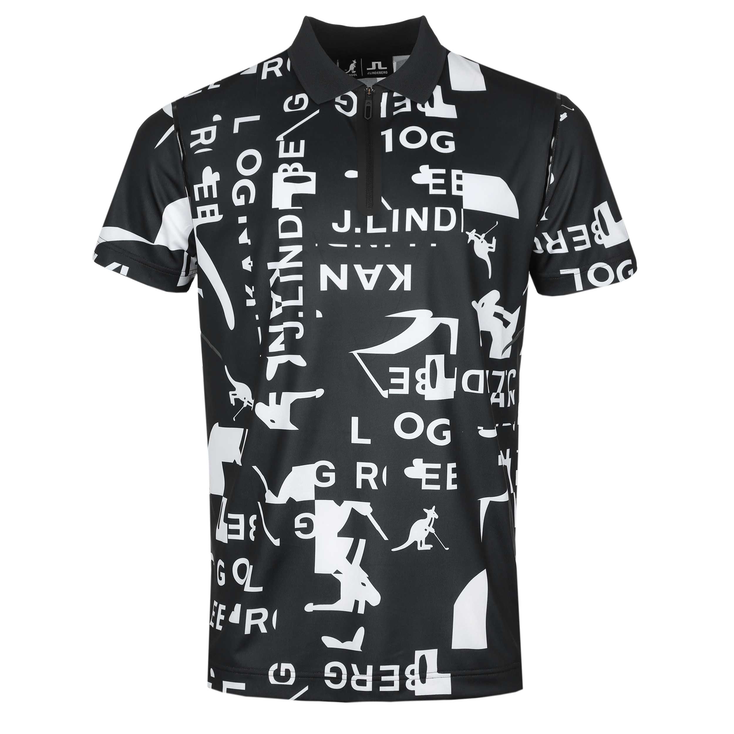 J.Lindeberg Miro Print Polo Shirt in Kangol Black White