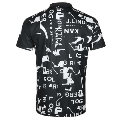 J.Lindeberg Miro Print Polo Shirt in Kangol Black White