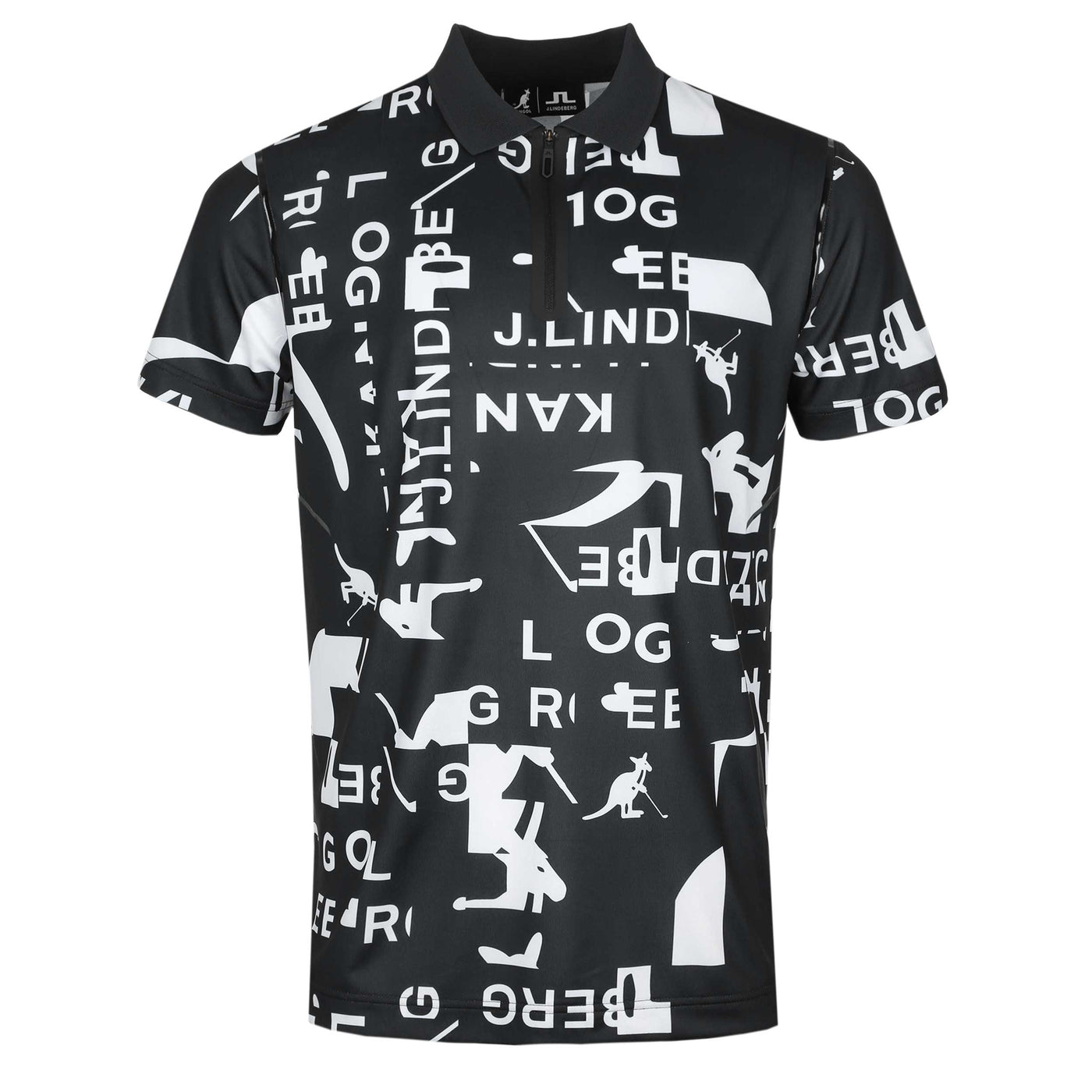 J.Lindeberg Miro Print Polo Shirt in Kangol Black White
