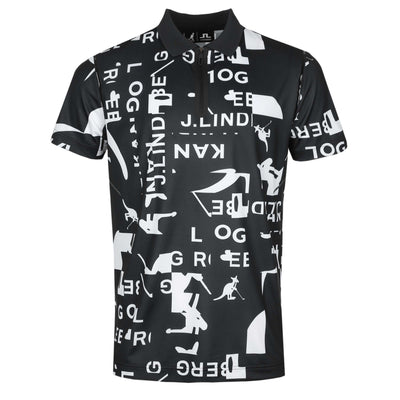 J.Lindeberg Miro Print Polo Shirt in Kangol Black White