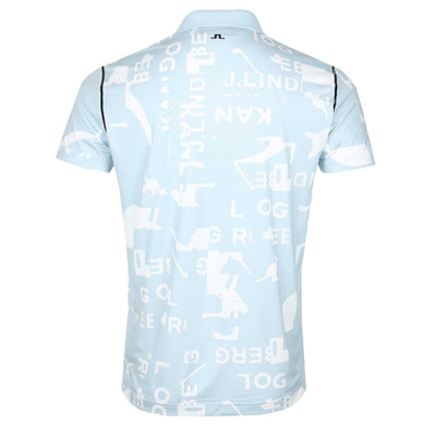 J.Lindeberg Miro Print Polo Shirt in Kangol WinterSky White Back