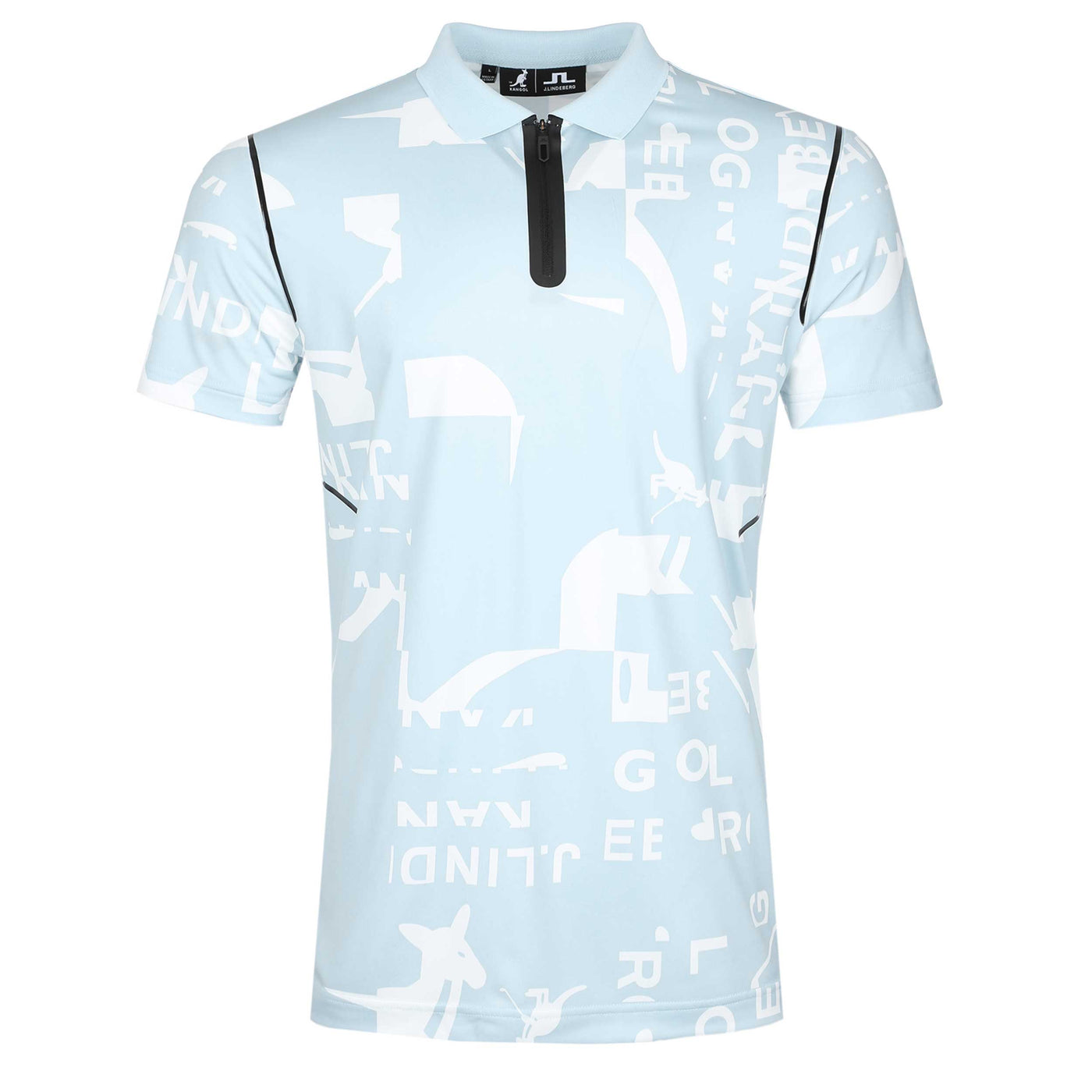 J.Lindeberg Miro Print Polo Shirt in Kangol WinterSky White