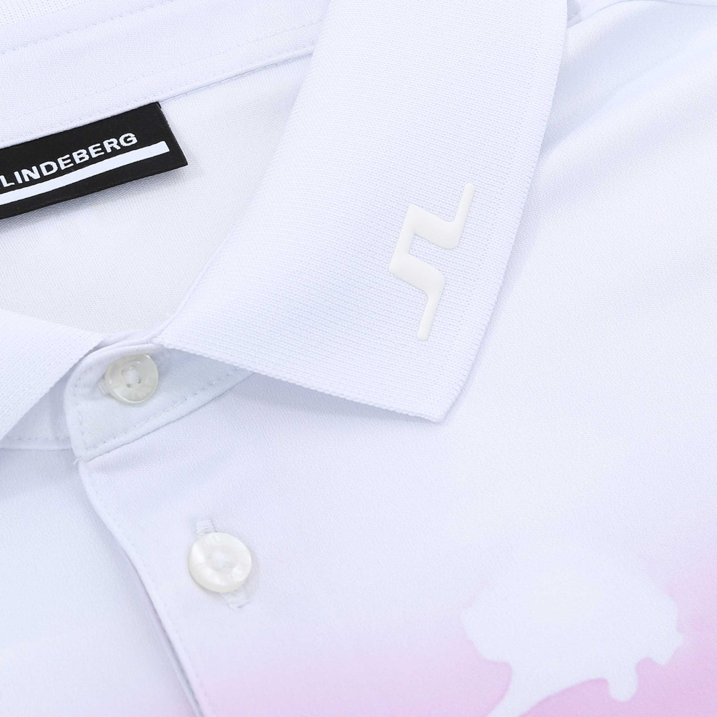 J.Lindeberg Samuel Polo Shirt in Landscape Watercolour Purple Collar