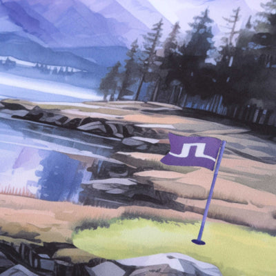 J.Lindeberg Samuel Polo Shirt in Landscape Watercolour Purple Print