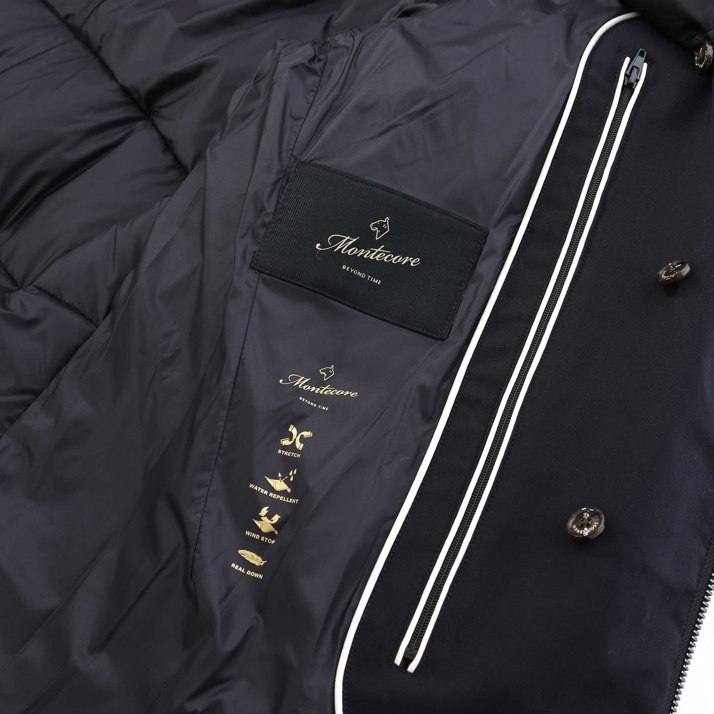 Montecore Hooded Padded Jacket in Navy Detail