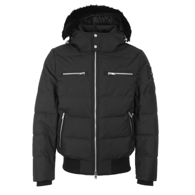 Moose Knuckles Cloud Bomber Neoshear Jacket in Black & Black Fur Front