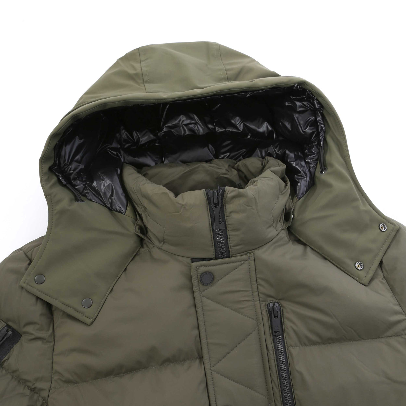 Moose Knuckles Everest 3Q Jacket in Moss Hood Open