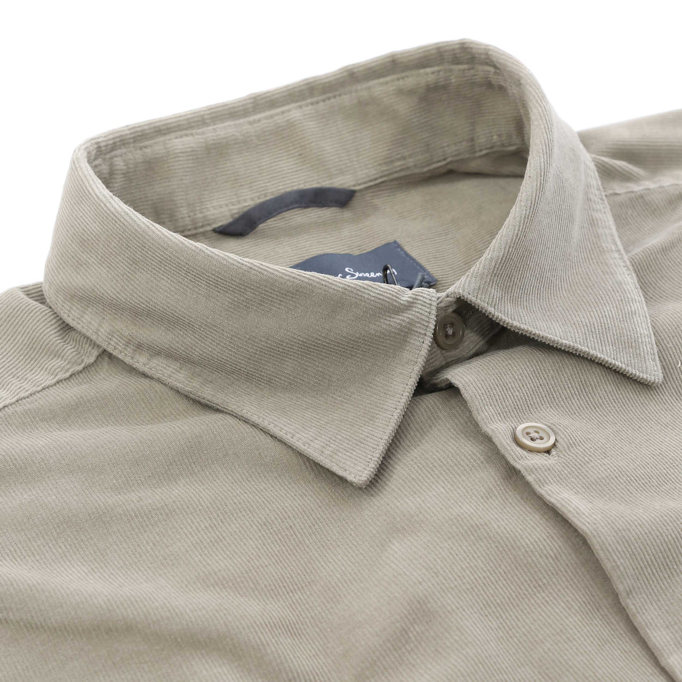 Oliver Sweeney Hawkesworth Micro Cord Shirt in Sage Collar