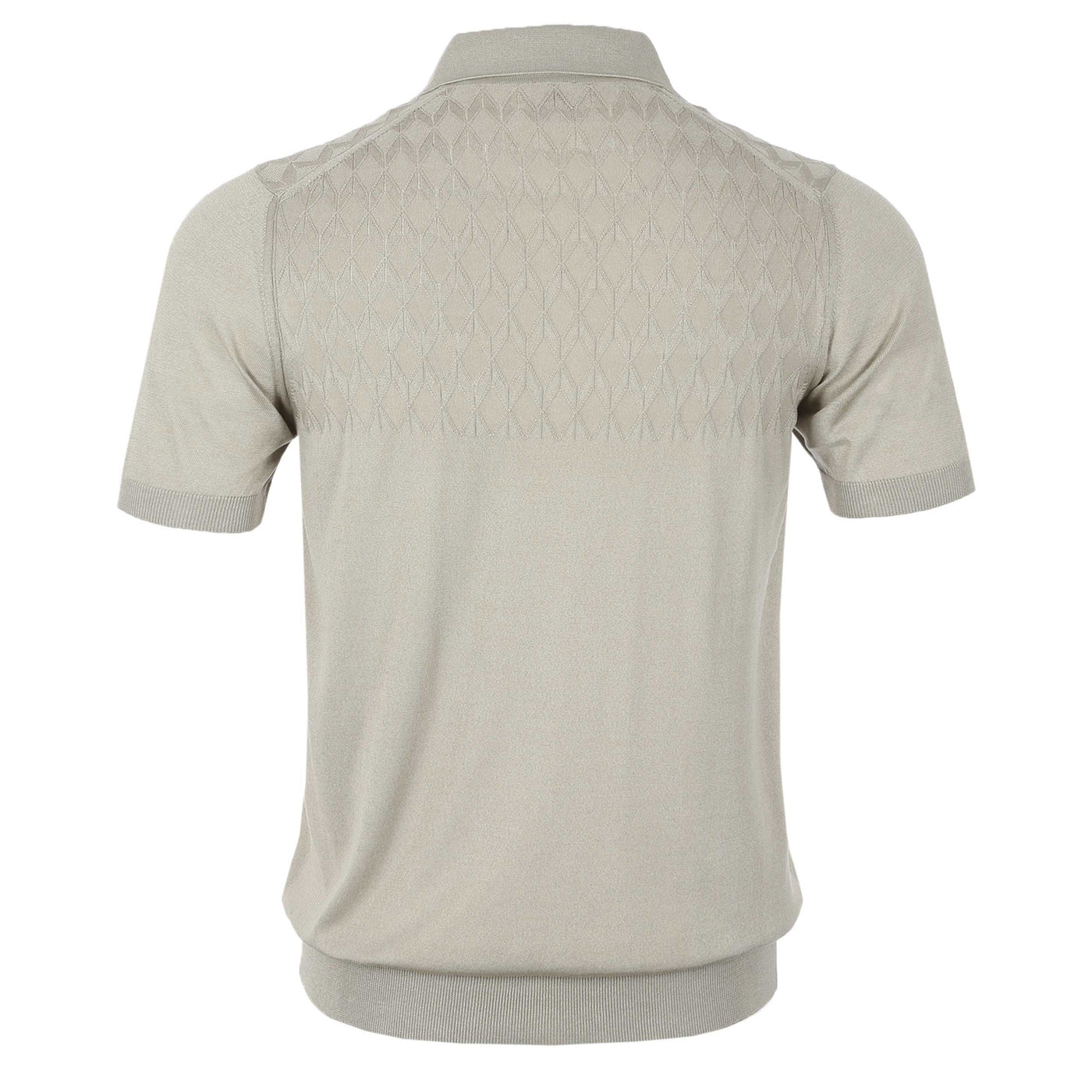 Pal Zileri Knitted Silk Cotton Blend Polo Shirt in Beige Back