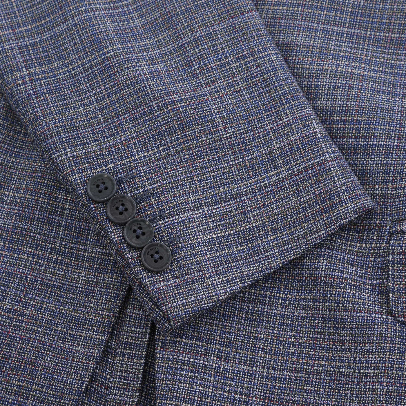 Pal Zileri Open Weave Blue Check Jacket in Blue Check Cuff