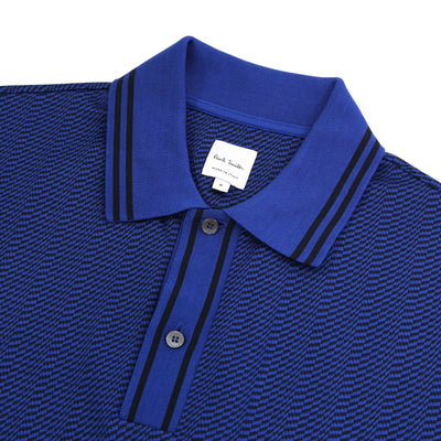 Paul Smith Geometric Polo Shirt in Dark Blue Collar