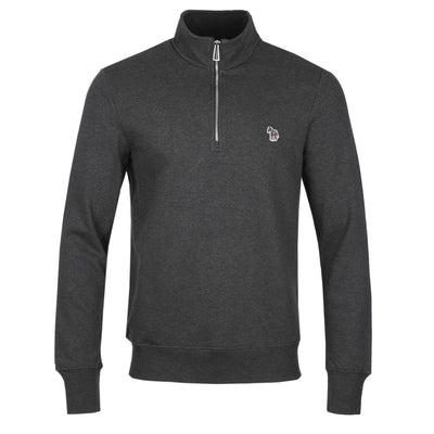 Paul Smith Half Zip Sweat Top in Black Melange