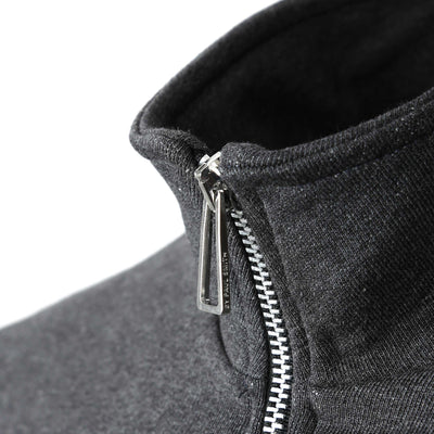 Paul Smith Half Zip Sweat Top in Black Melange Zip Placket