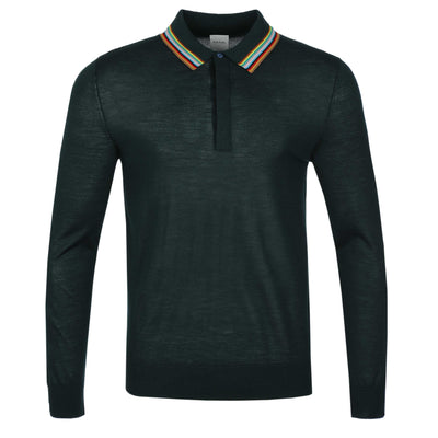 Paul Smith LS Polo Knitwear in Petrol Green