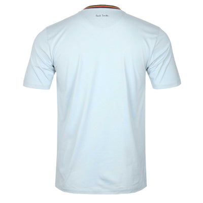 Paul Smith Stripe Rib T Shirt in Duck Egg Blue Back