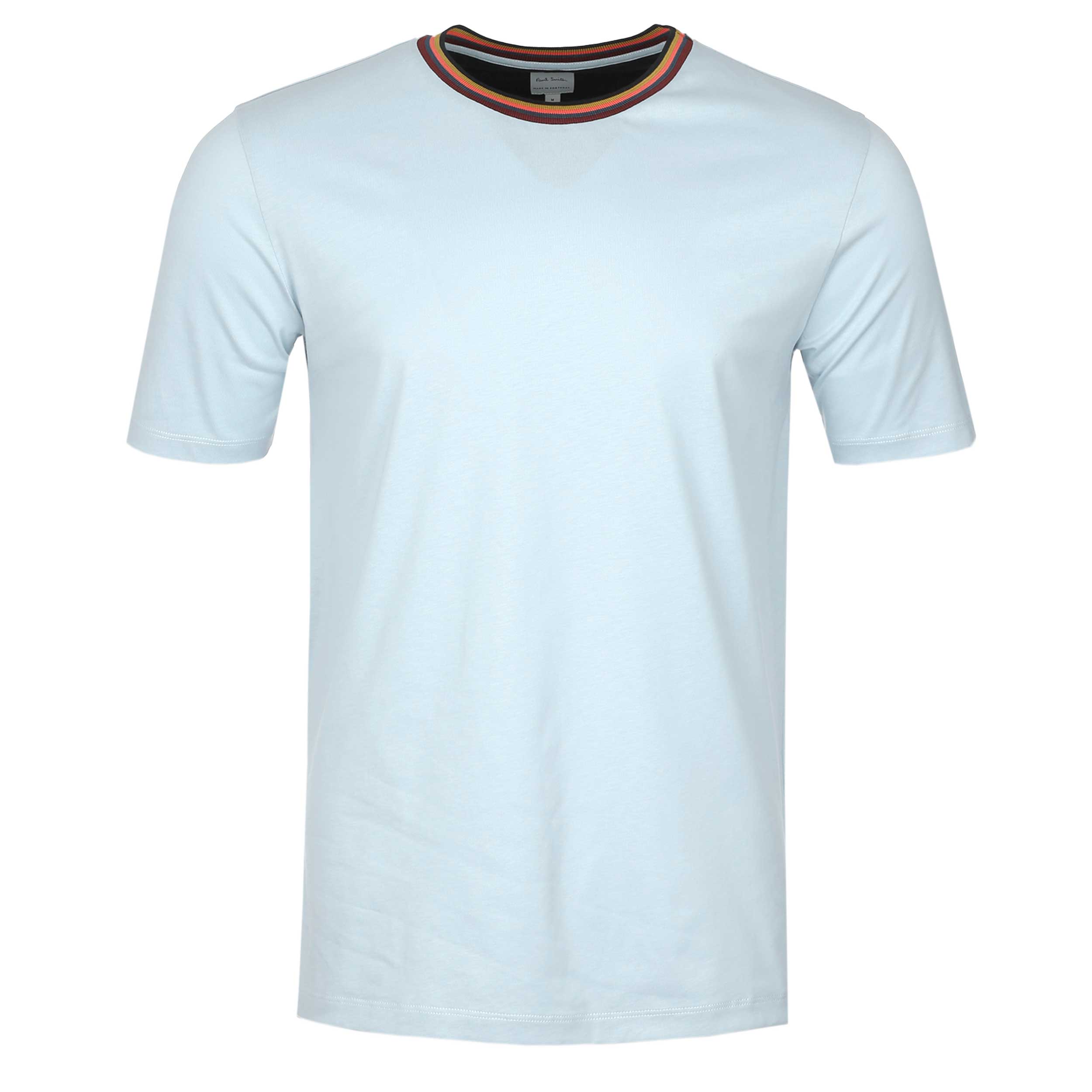 Paul Smith Stripe Rib T Shirt in Duck Egg Blue