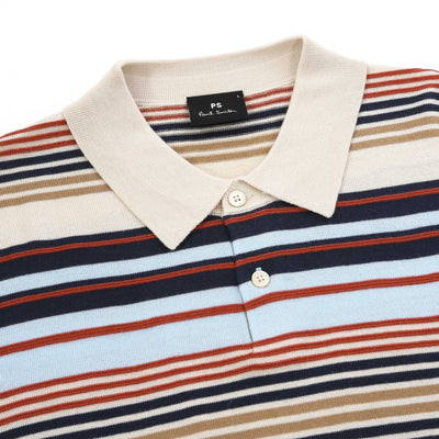 Paul Smith Stripe Sweater SS Polo in Multicolour Placket