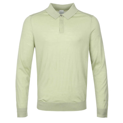 Paul Smith Sweater Long Sleeve Polo in Lime Green