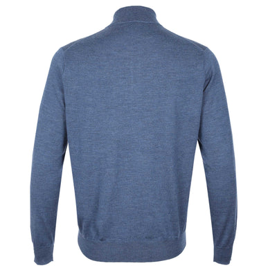 Peter Millar Autumn Crest Suede Trim 1/4 Zip Knitwear in Blue Haze Back