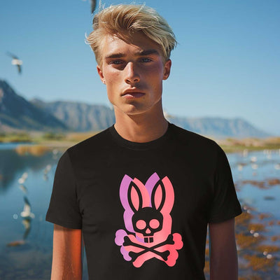 Psycho Bunny Groves Graphic T-Shirt in Black Model