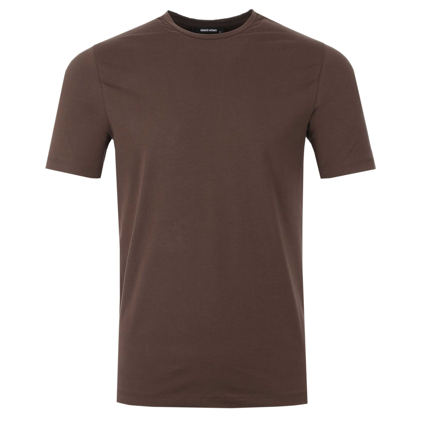 Remus Uomo Basic Crew Neck T Shirt in Dark Brown