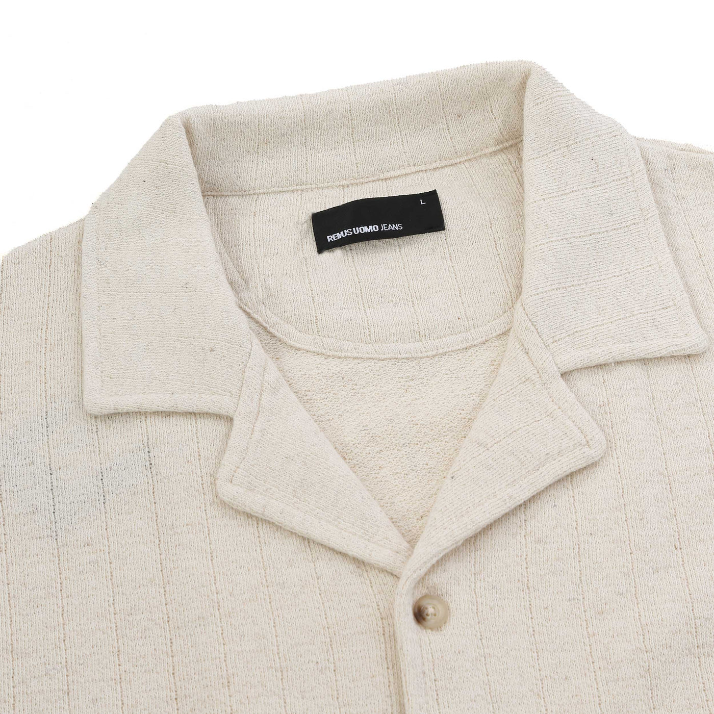 Remus Uomo Cuban Collar SS Shirt in Oatmeal Collar