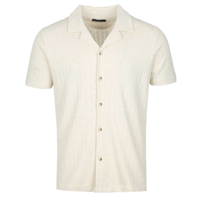 Remus Uomo Cuban Collar SS Shirt in Oatmeal