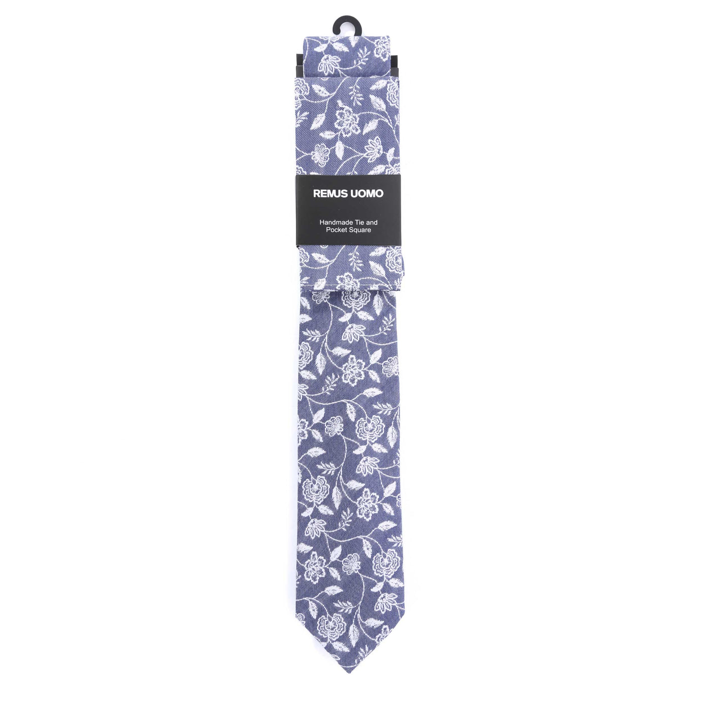 Remus Uomo Floral Tie & Hank Set in Blue