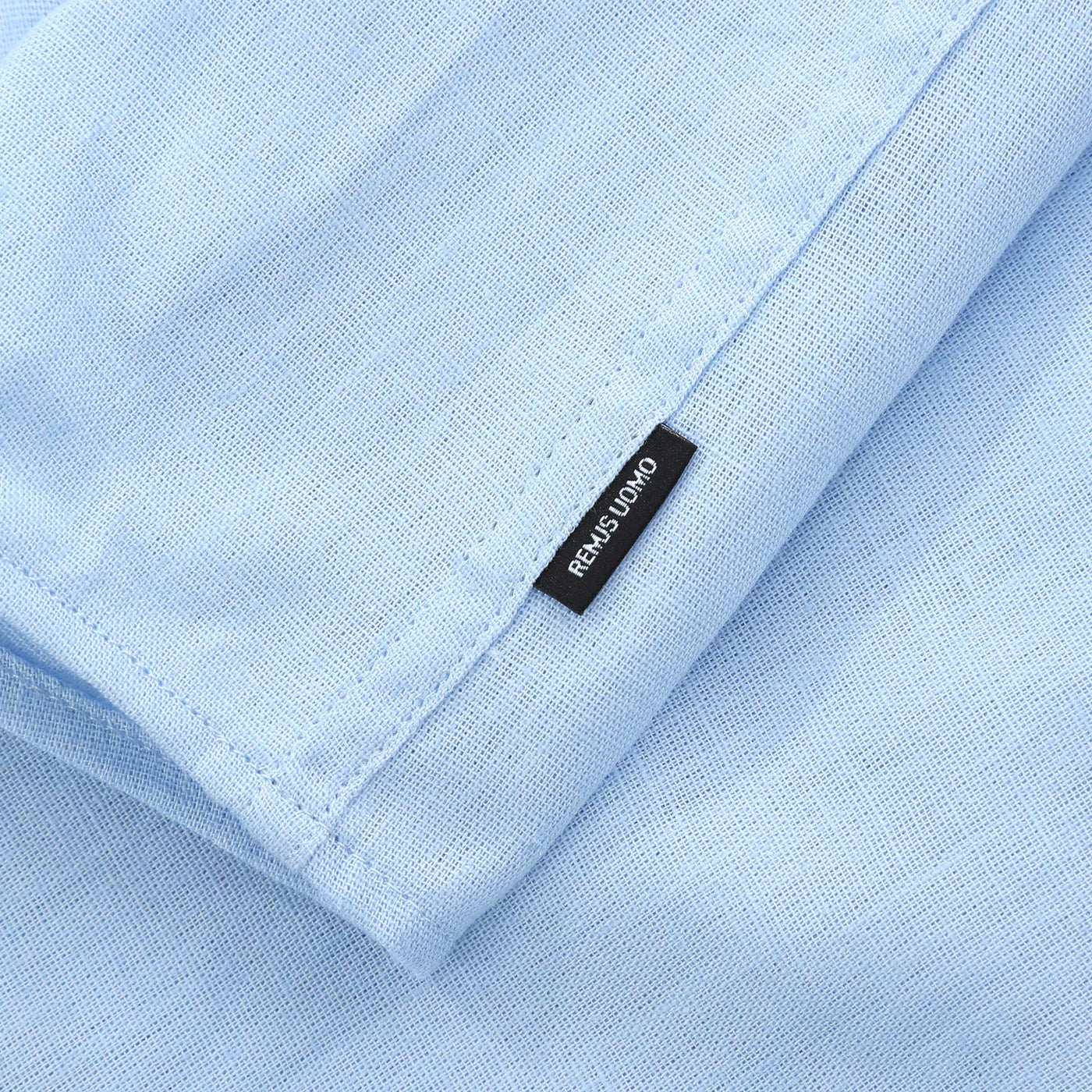 Remus Uomo Frank Linen Shirt in Sky Blue Logo Tab