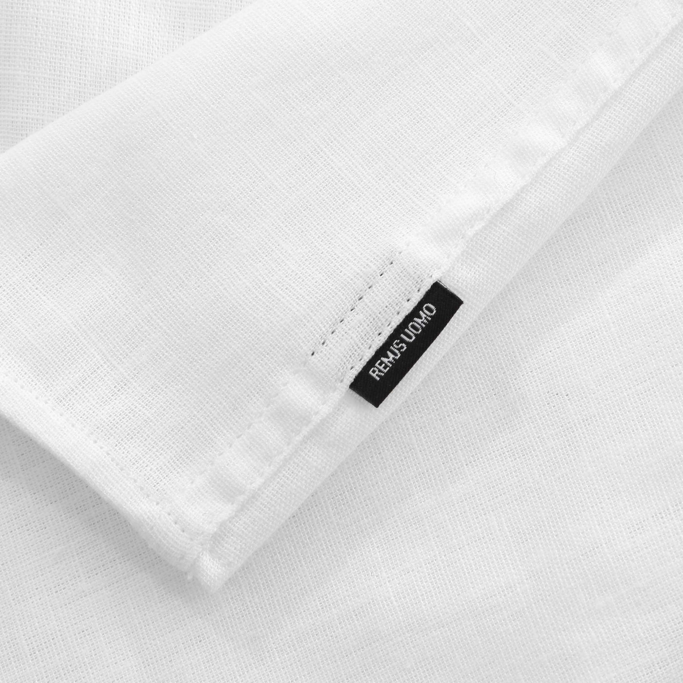 Remus Uomo Frank Linen Shirt in White Logo Tab