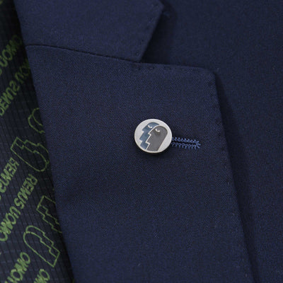 Remus Uomo Luca Jacket in Navy Blue Pin Badge