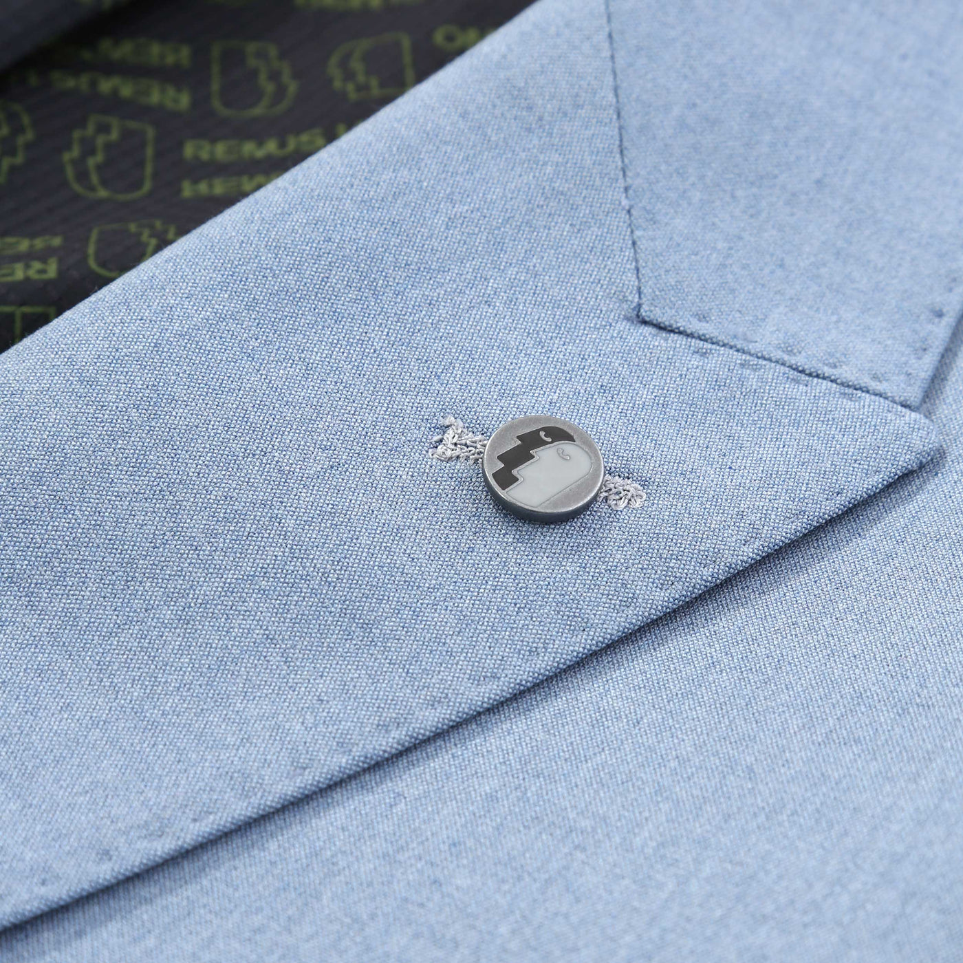 Remus Uomo Massa Jacket in Sky Blue Lapel Badge