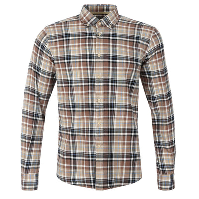 Remus Uomo Parker Check Flannel Shirt in Brown Check