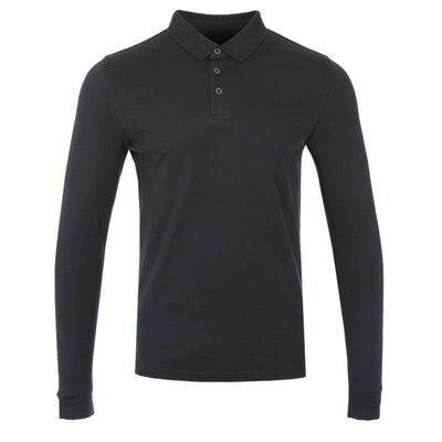 Remus Uomo Plain LS Polo Shirt in Charcoal