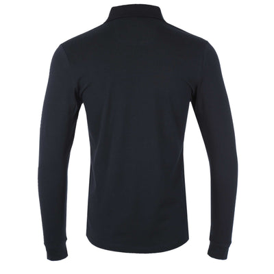 Remus Uomo Plain LS Polo Shirt in Navy