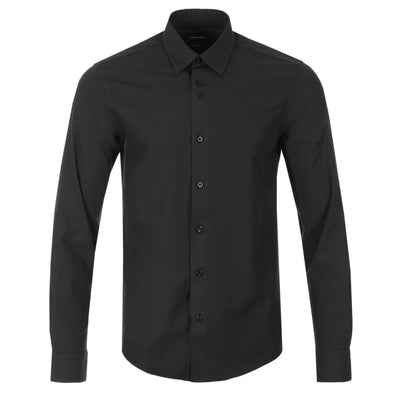 Remus Uomo Stretch Flannel Shirt in Black