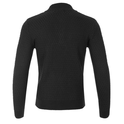 Remus Uomo Waffle 1/4 Zip Knitwear in Black Back