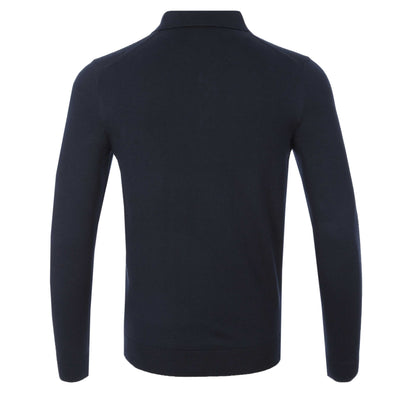 Remus Uomo Waffle Front Knitted Polo in Navy Back