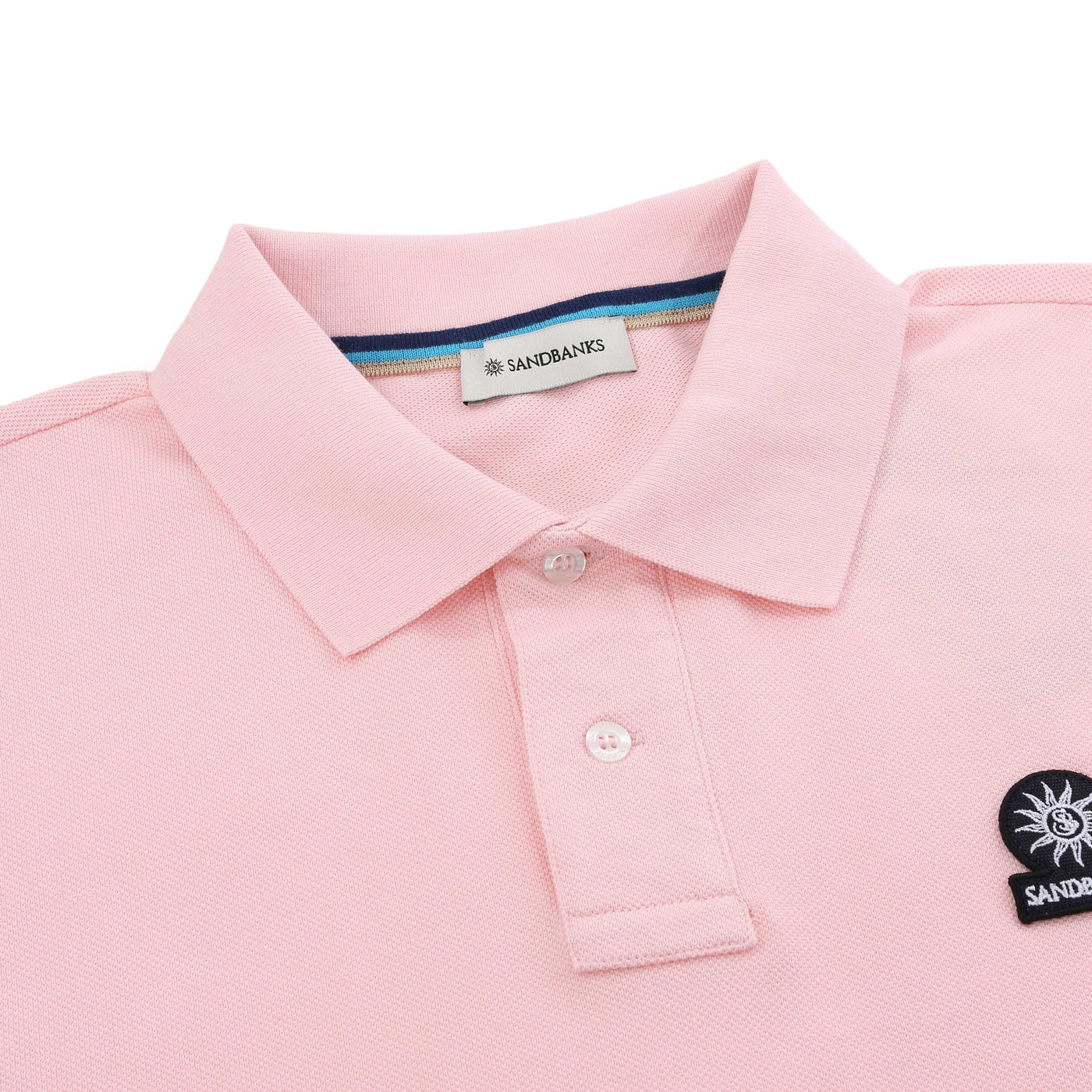 Sandbanks Badge Logo Polo Shirt in Crystal Rose Collar