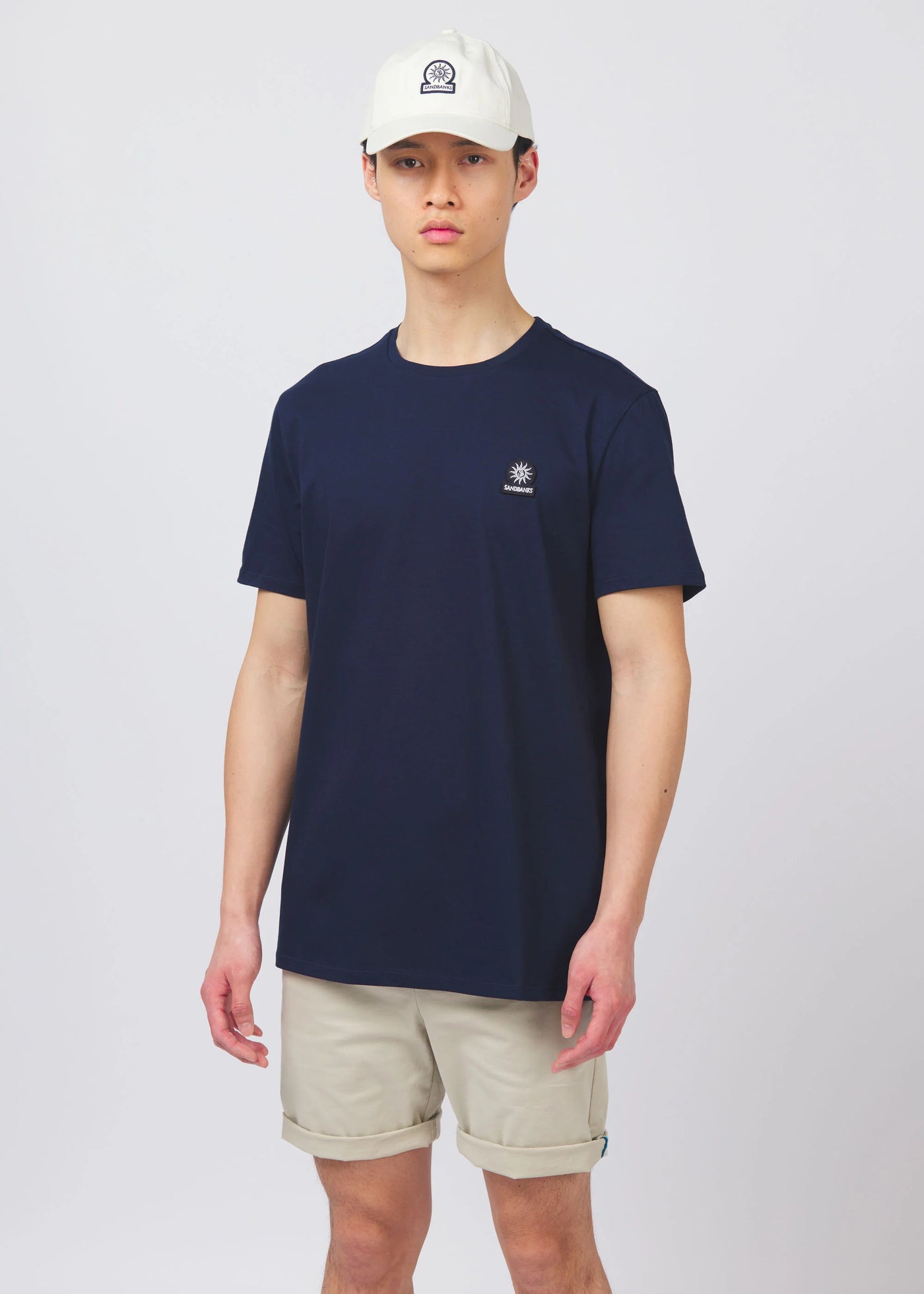 Sandbanks Badge Logo T Shirt in Navy