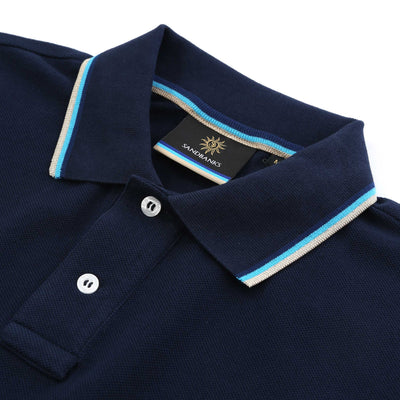 Sandbanks Badge Logo Tipped Polo Shirt in Navy