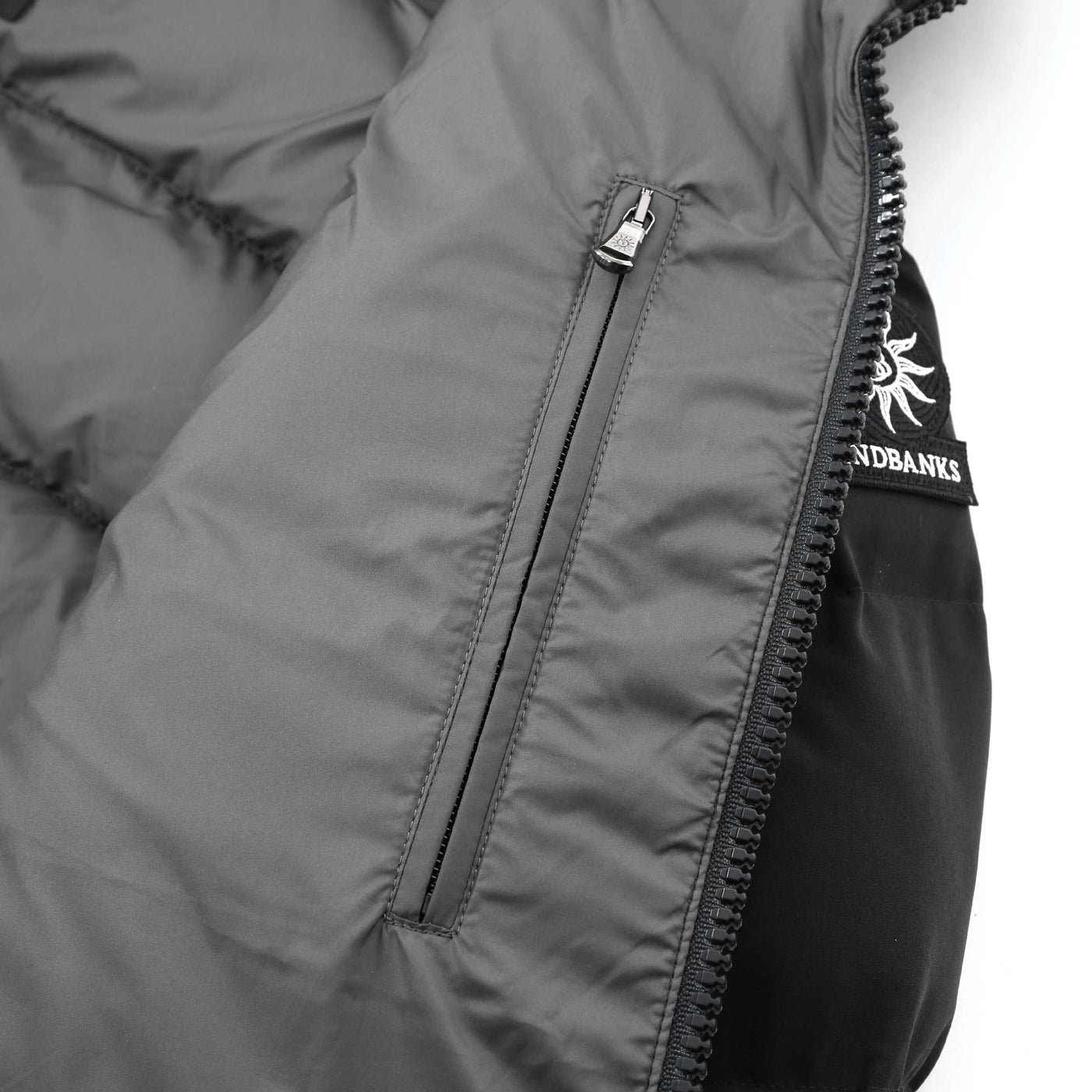 Sandbanks Banks Puffer Jacket in Black Inside Pocket