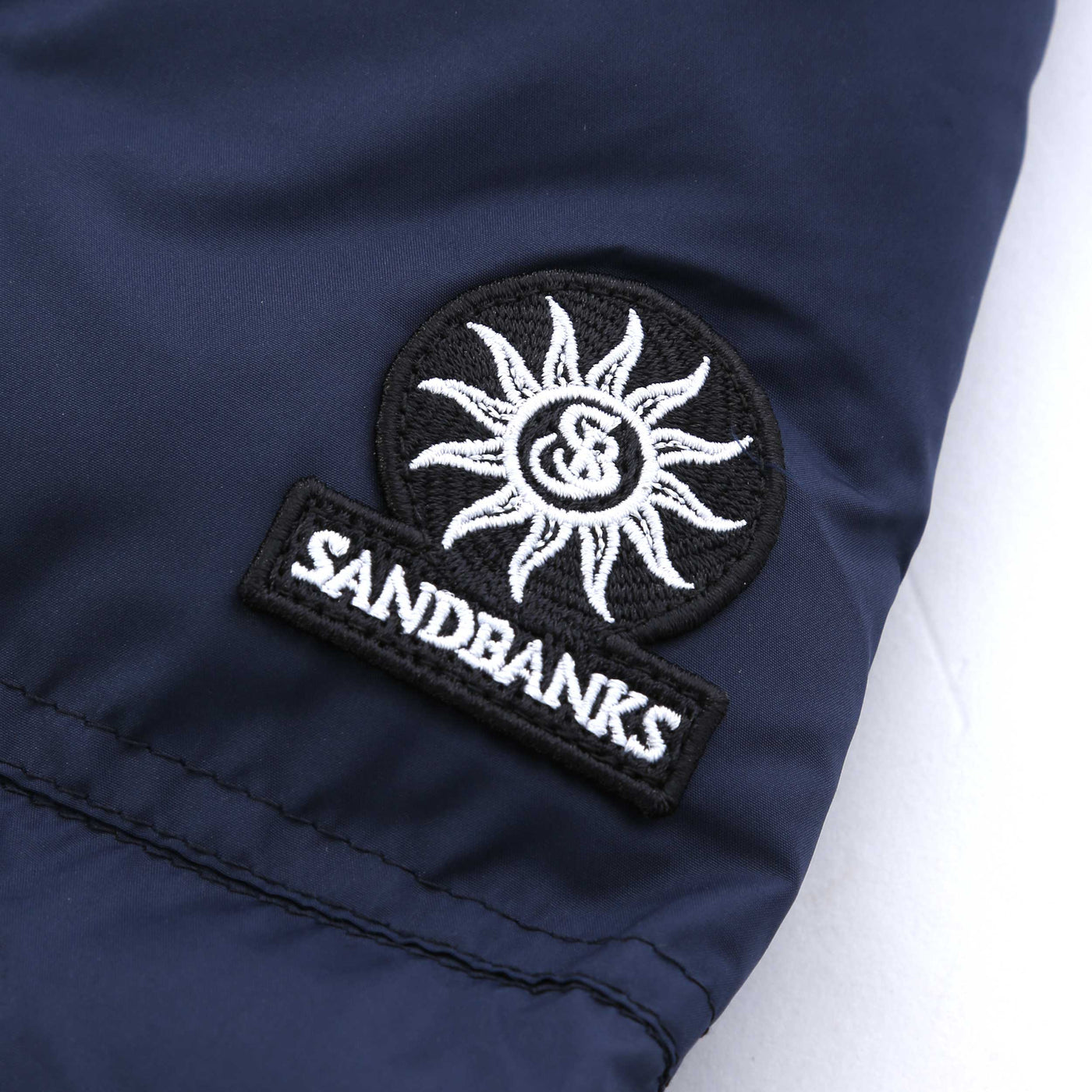 Sandbanks Biker Micro Puffer Jacket in Navy Logo