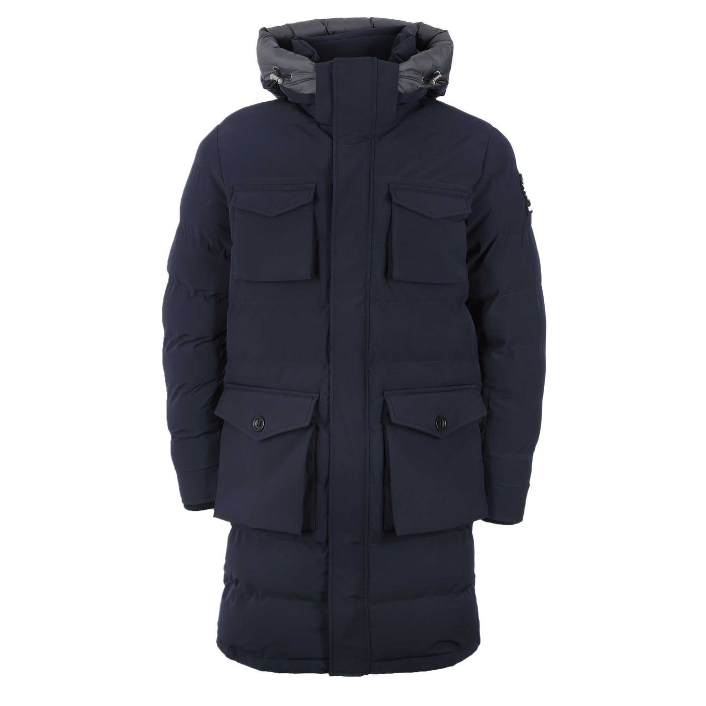 Sandbanks Branksome Long Puffer Jacket in Navy