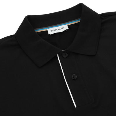 Sandbanks Contrast Placket Polo Shirt in Black Placket