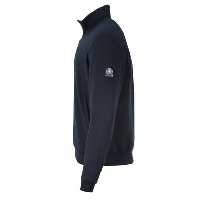 Sandbanks Interlock 1/4 Zip Sweatshirt in Navy Side