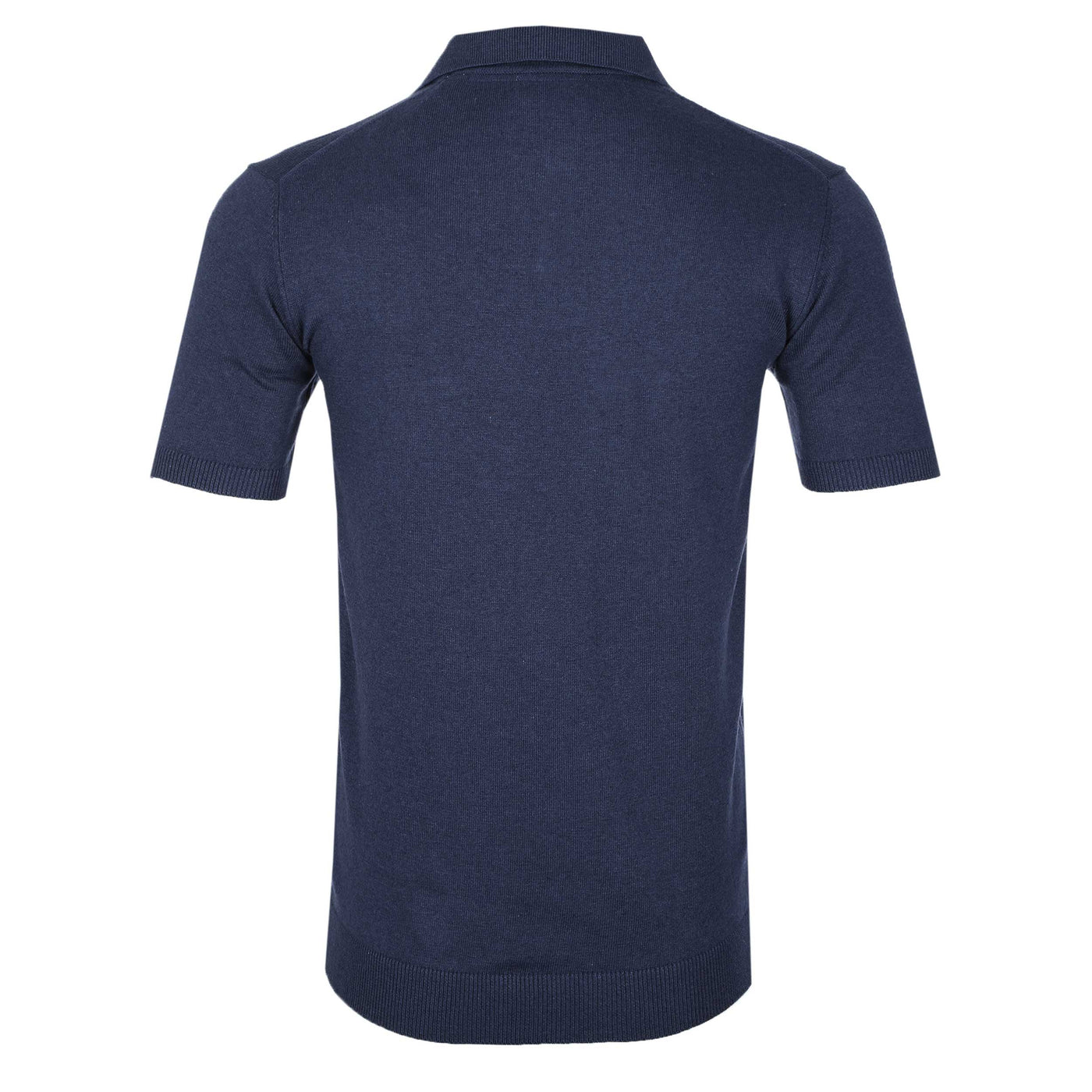 Sandbanks Knitted Revere Polo Shirt in Navy Back