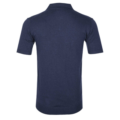 Sandbanks Knitted Revere Polo Shirt in Navy Back